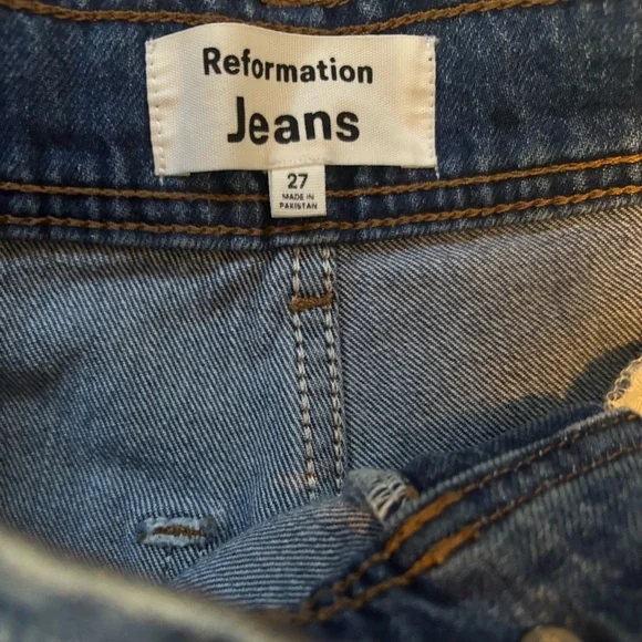 Reformation Thea High Rise Wide Leg Pants Jeans Dark Wash Size 27 Perfect! - Picture 5 of 7